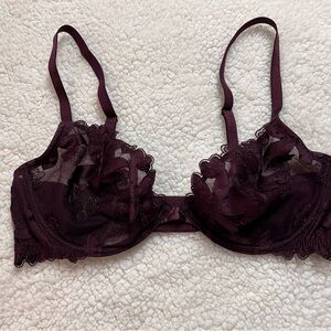 Victoria's Secret Sheer Lace Underwire Demi Bra - Dark Purple
